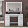 Hanah Home Mesa de Maquillaje Blanca con Espejo de 13 Focos